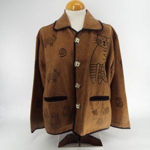 Venus Imports Nepal Wearable Art Cat Print Jacket